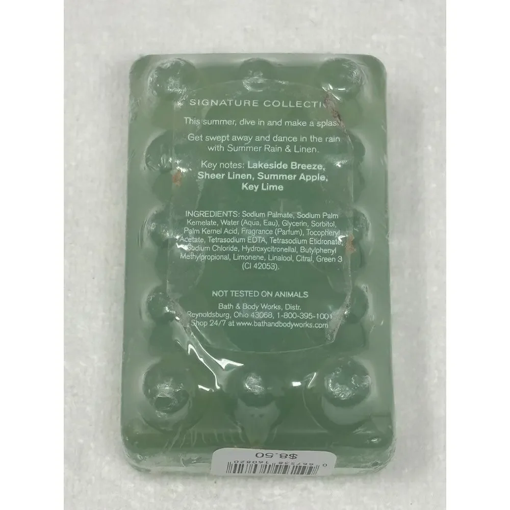 Bath & Body Works Summer Rain & Linen‎ Glycerin Soap Bar 5.2 oz RARE